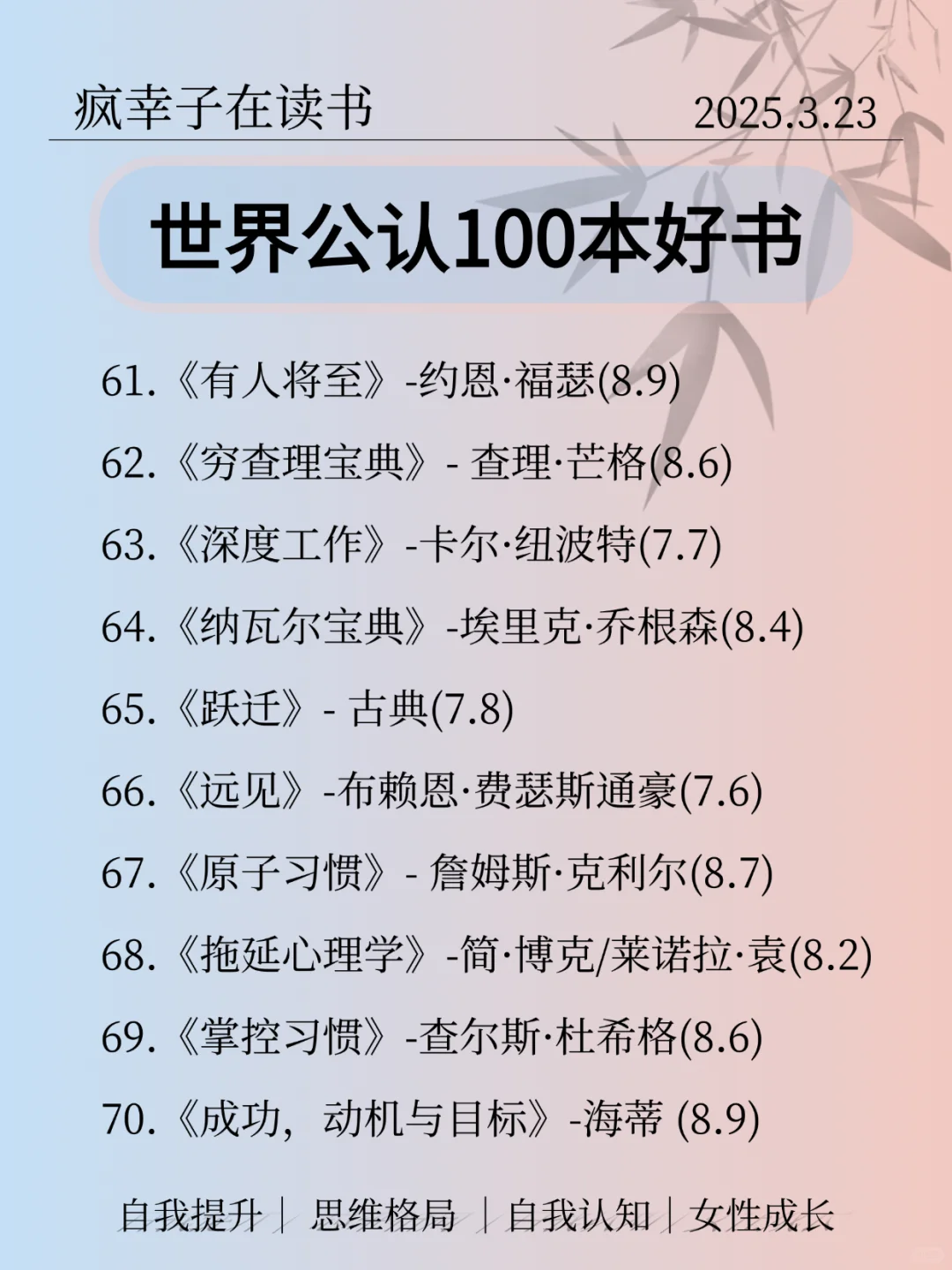 世界公认的100本好书书单