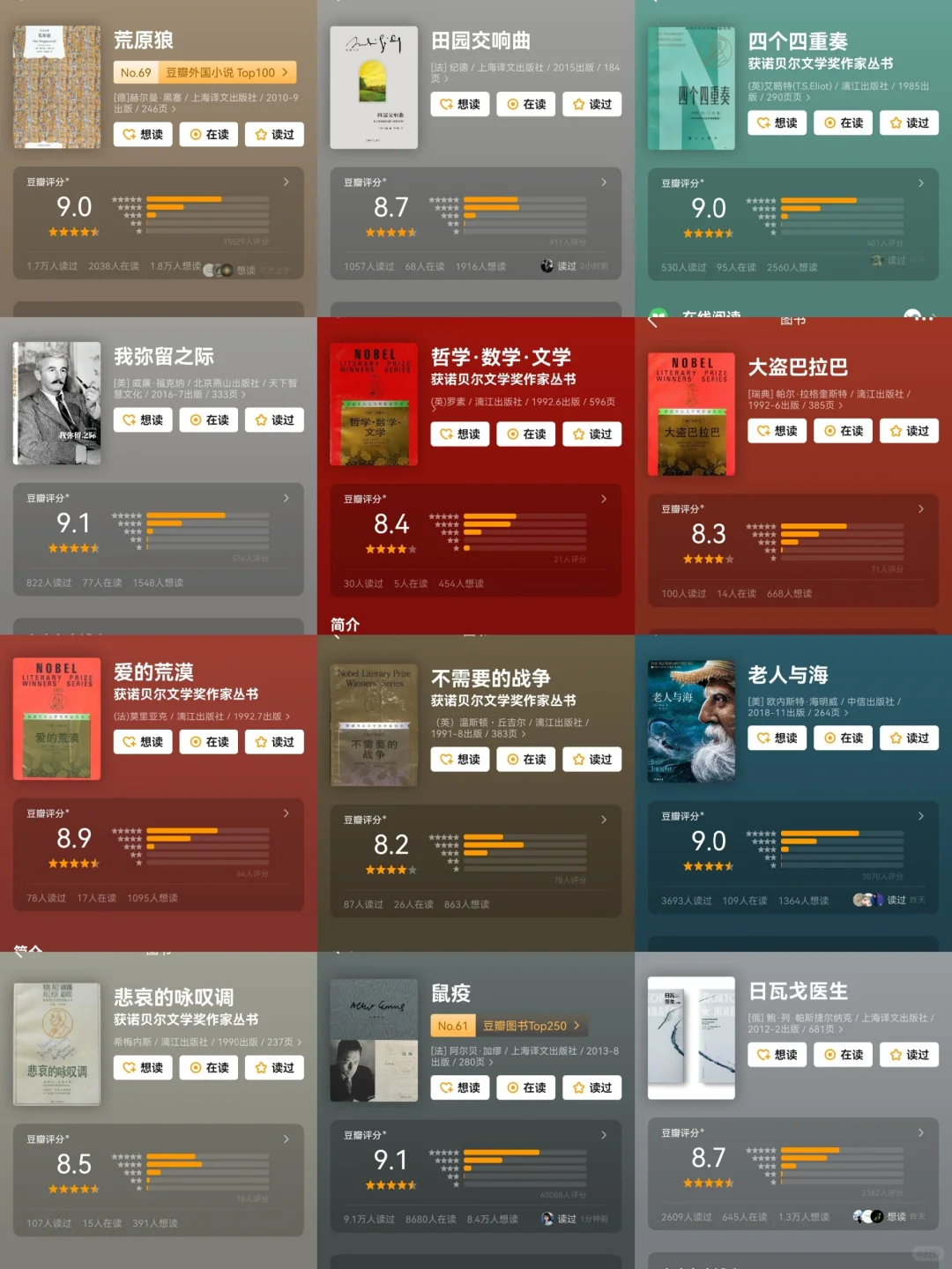 董宇辉推荐书单|诺贝尔文学奖作品|豆瓣高分
