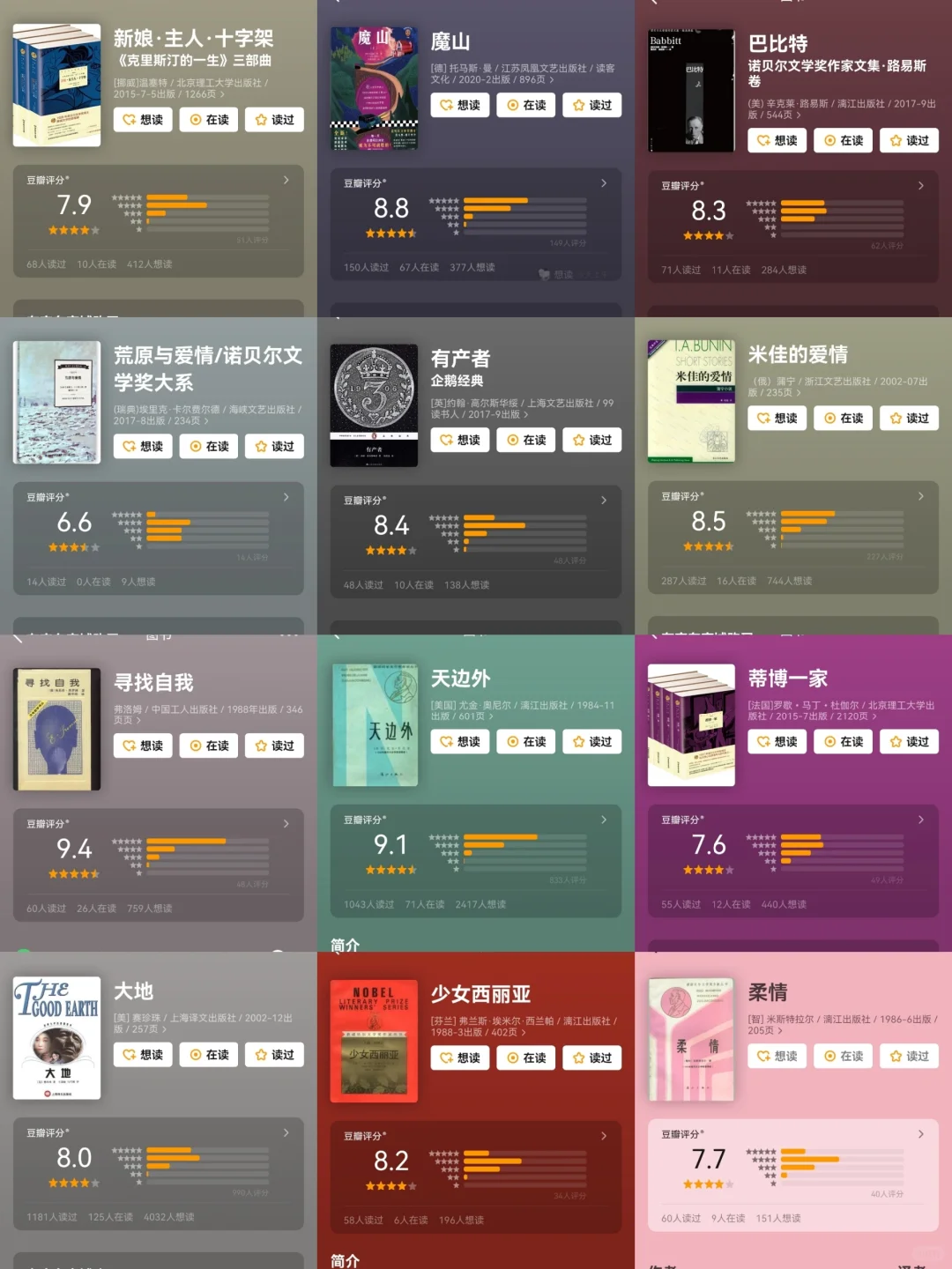董宇辉推荐书单|诺贝尔文学奖作品|豆瓣高分