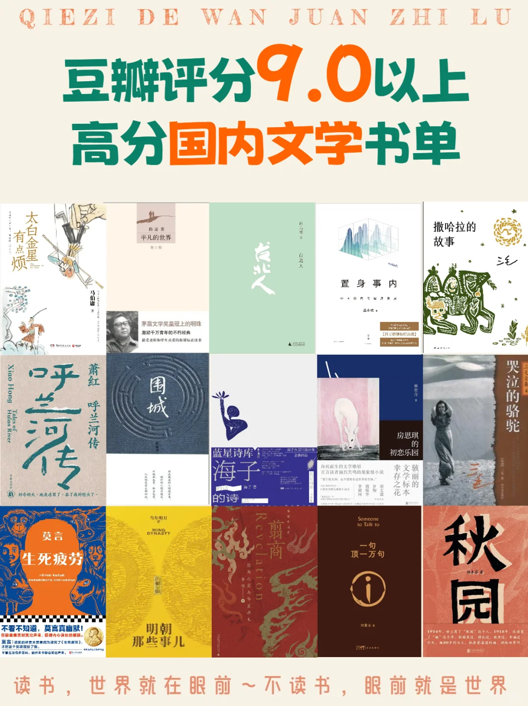 豆瓣9.0+国内文学天花板书单❗吹爆这些神作