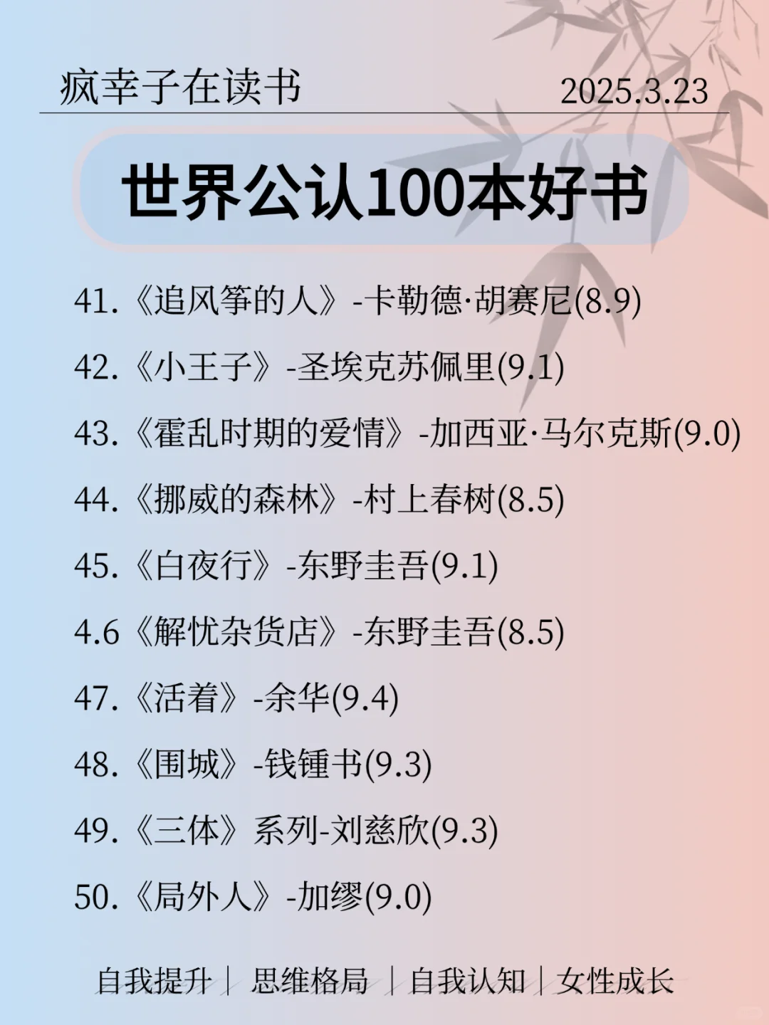 世界公认的100本好书书单