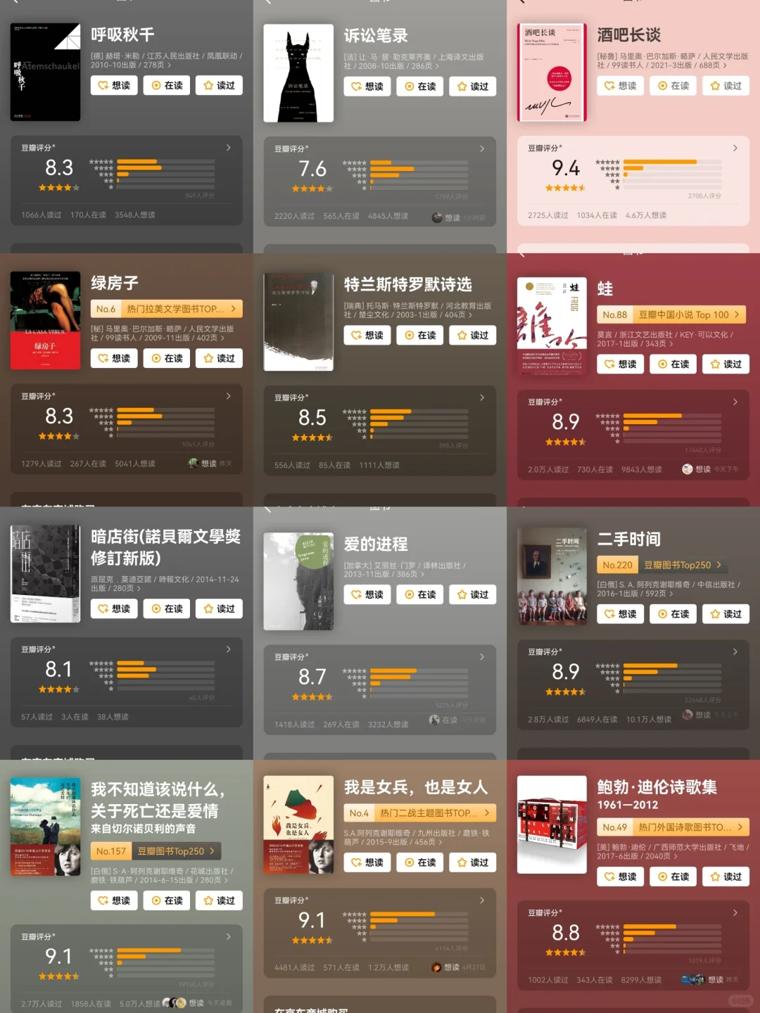 董宇辉推荐书单|诺贝尔文学奖作品|豆瓣高分