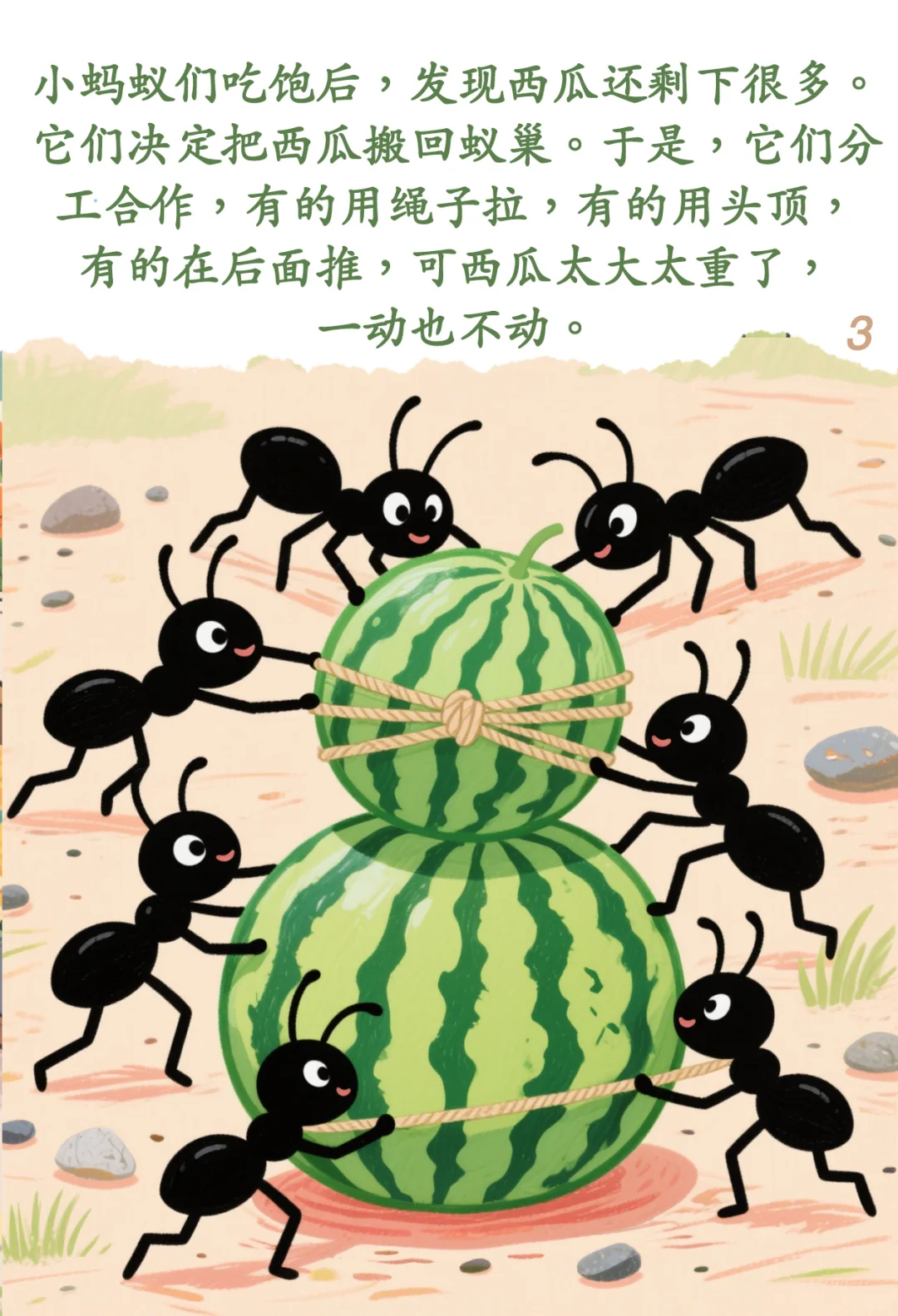 儿童睡前故事《小蚂蚁和大西瓜》