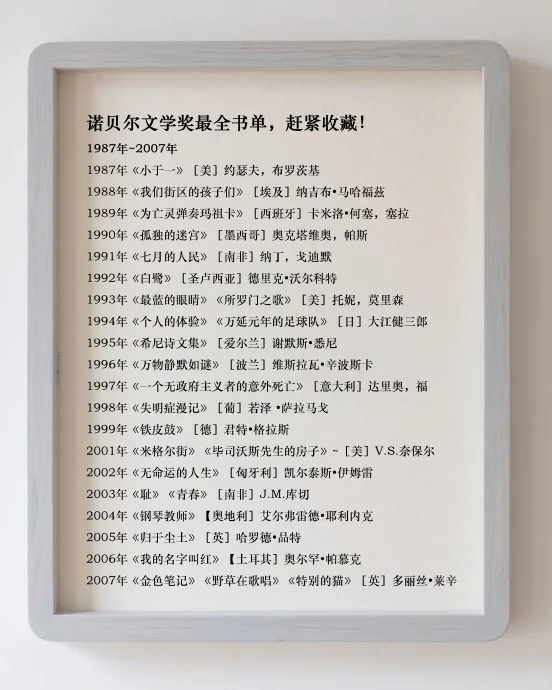 先收藏了再说【诺贝尔文学奖最全书单】