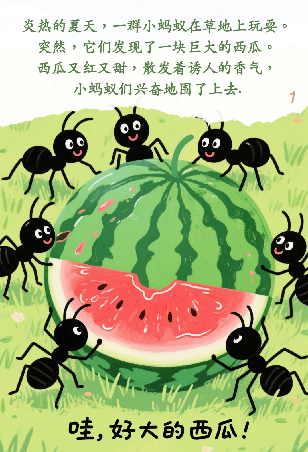 儿童睡前故事《小蚂蚁和大西瓜》