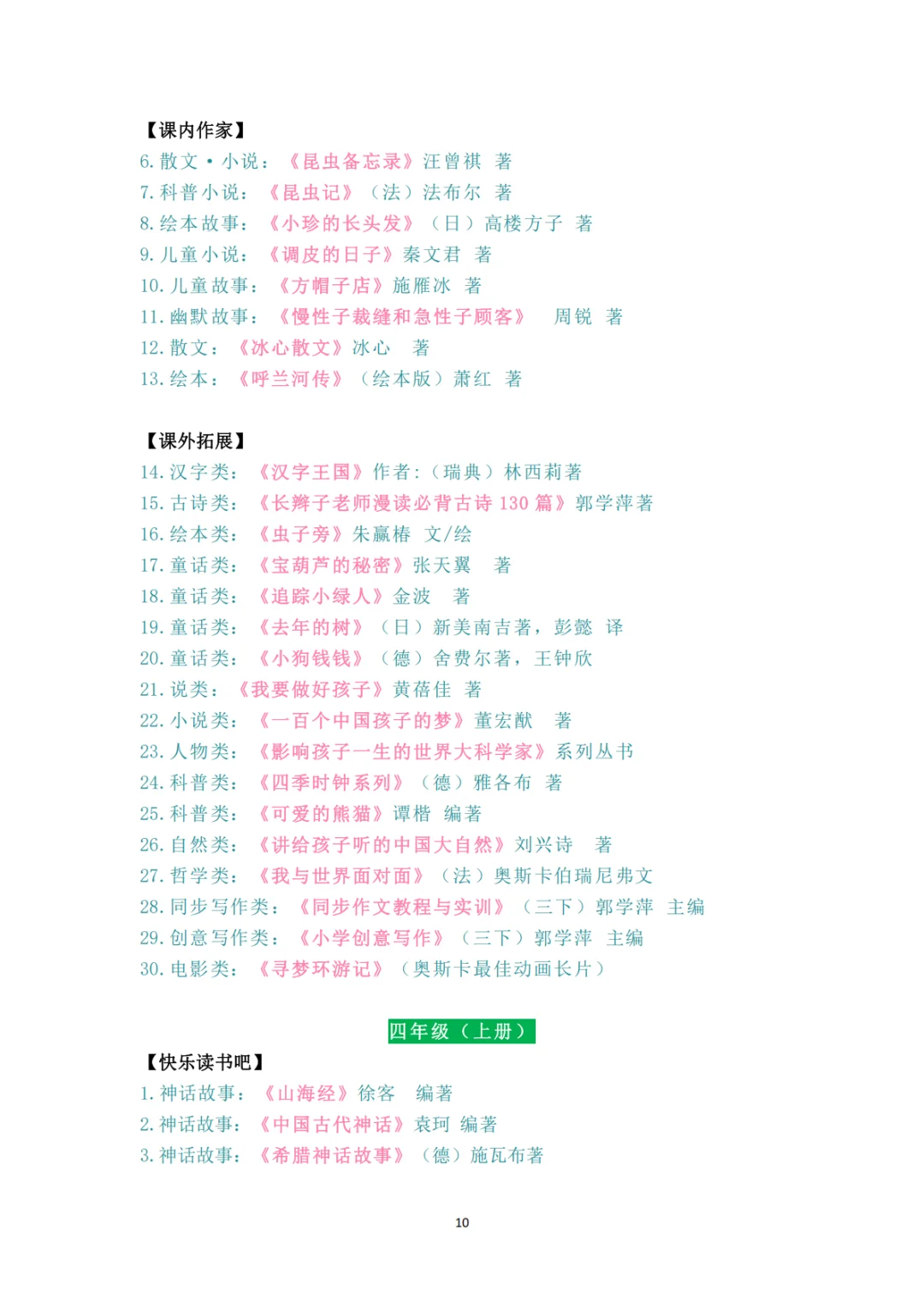 1-6年级暑假书单！终于有人整理全了🙏