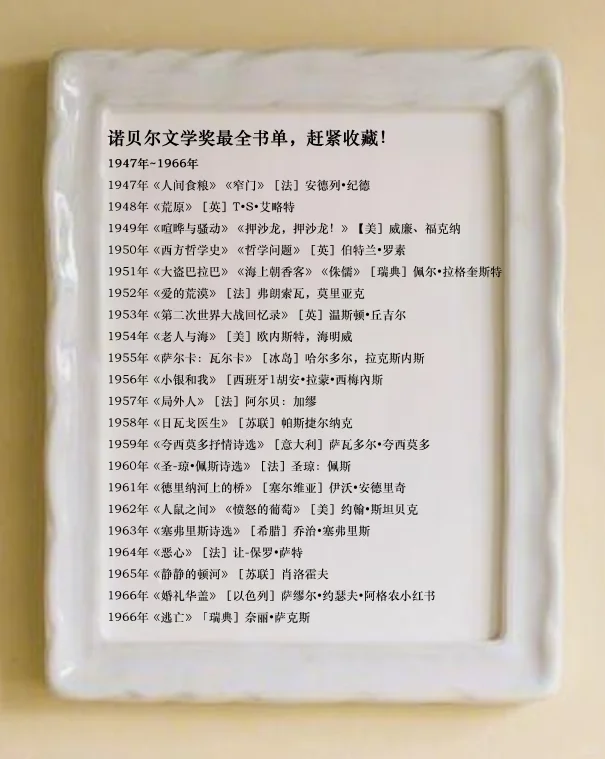 先收藏了再说【诺贝尔文学奖最全书单】
