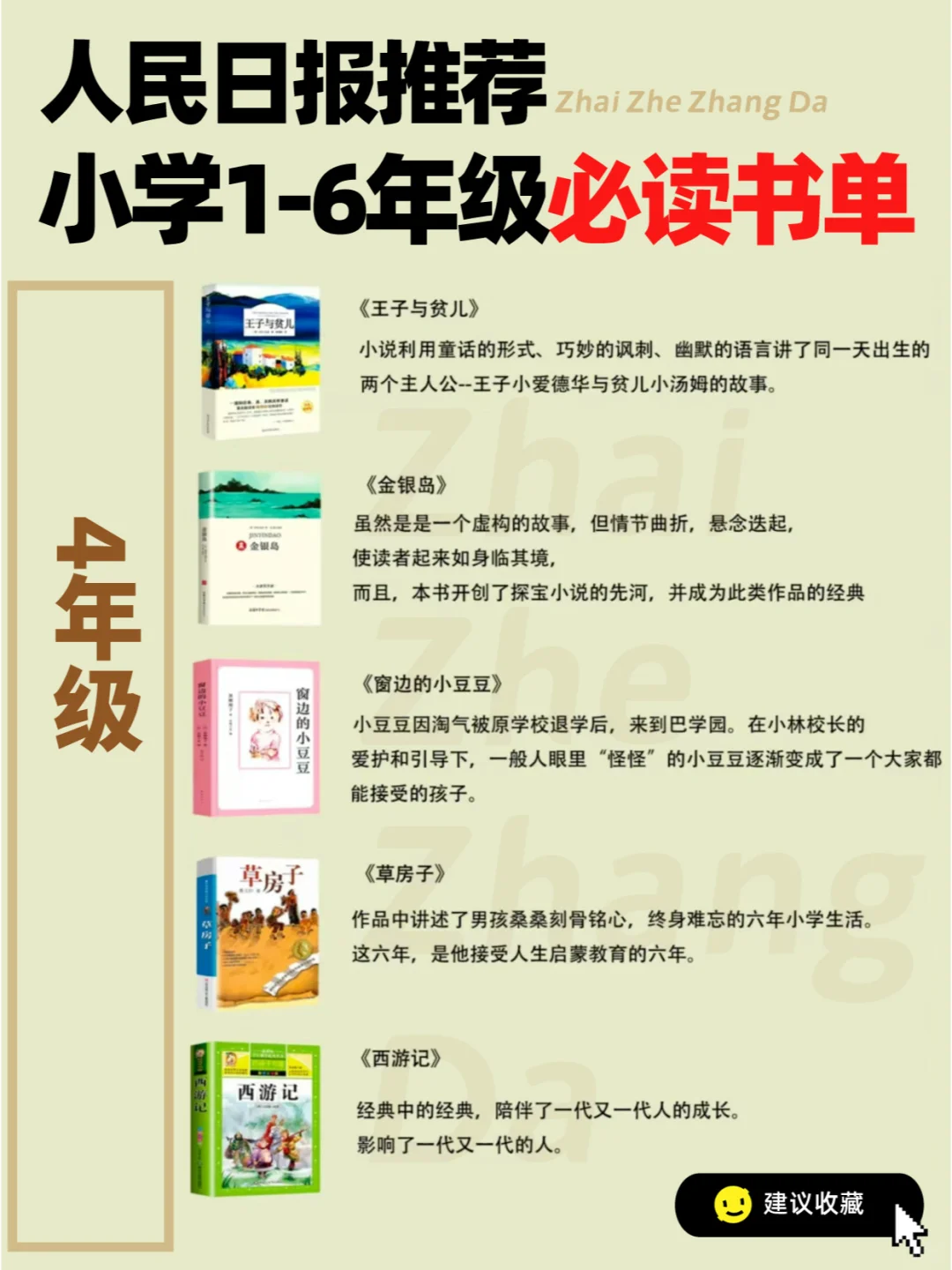 收藏📚1-6年级必读书单，让阅读成为习惯