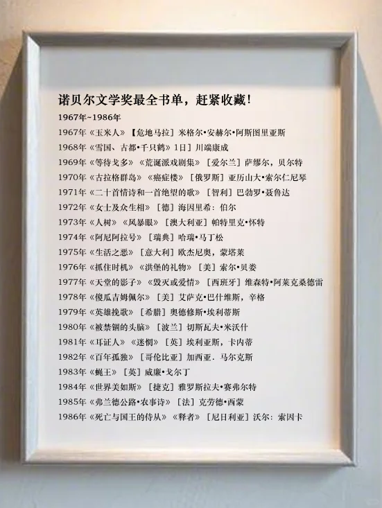先收藏了再说【诺贝尔文学奖最全书单】