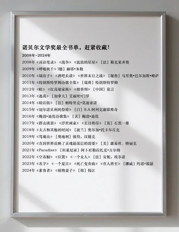 先收藏了再说【诺贝尔文学奖最全书单】
