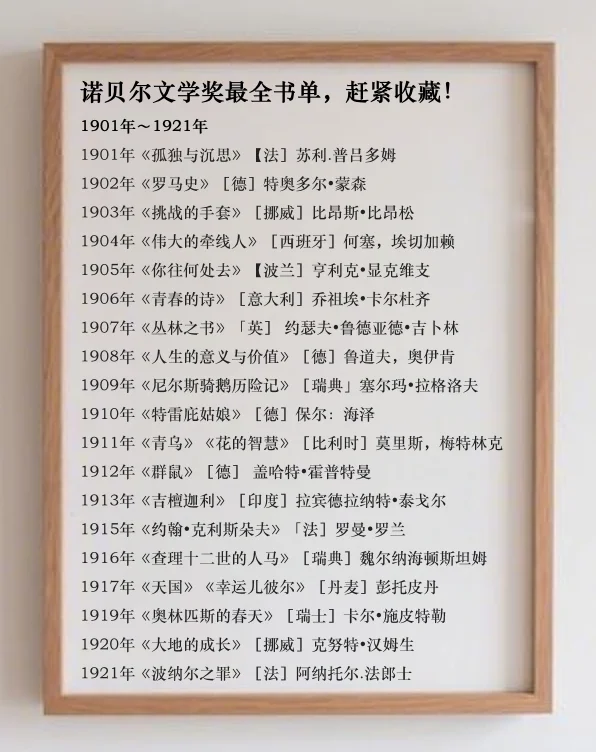 先收藏了再说【诺贝尔文学奖最全书单】
