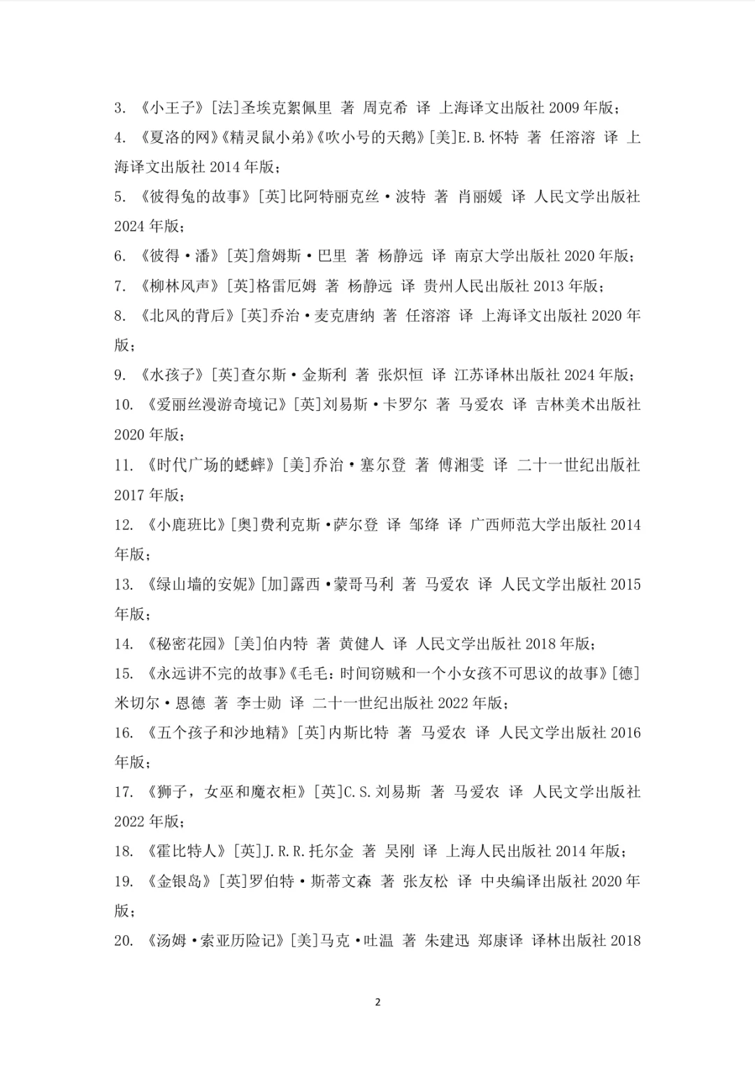 儿童文学中外作品及理论书籍推荐