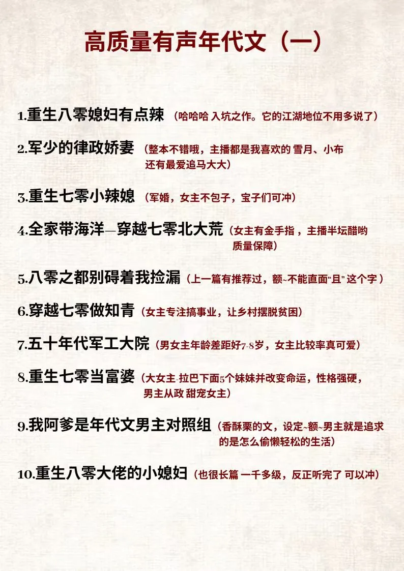 2025年 喜马拉雅年代文有声书 群像有声书