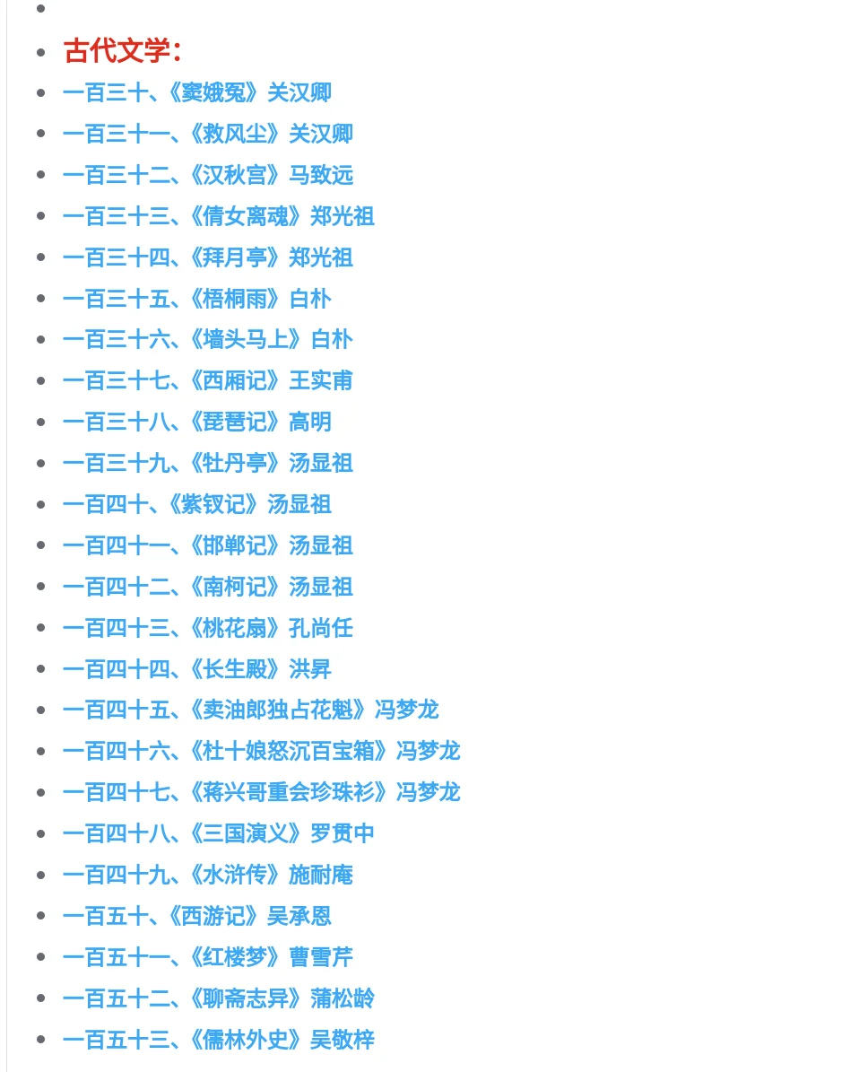 汉语言文学考研之文学作品速读255篇