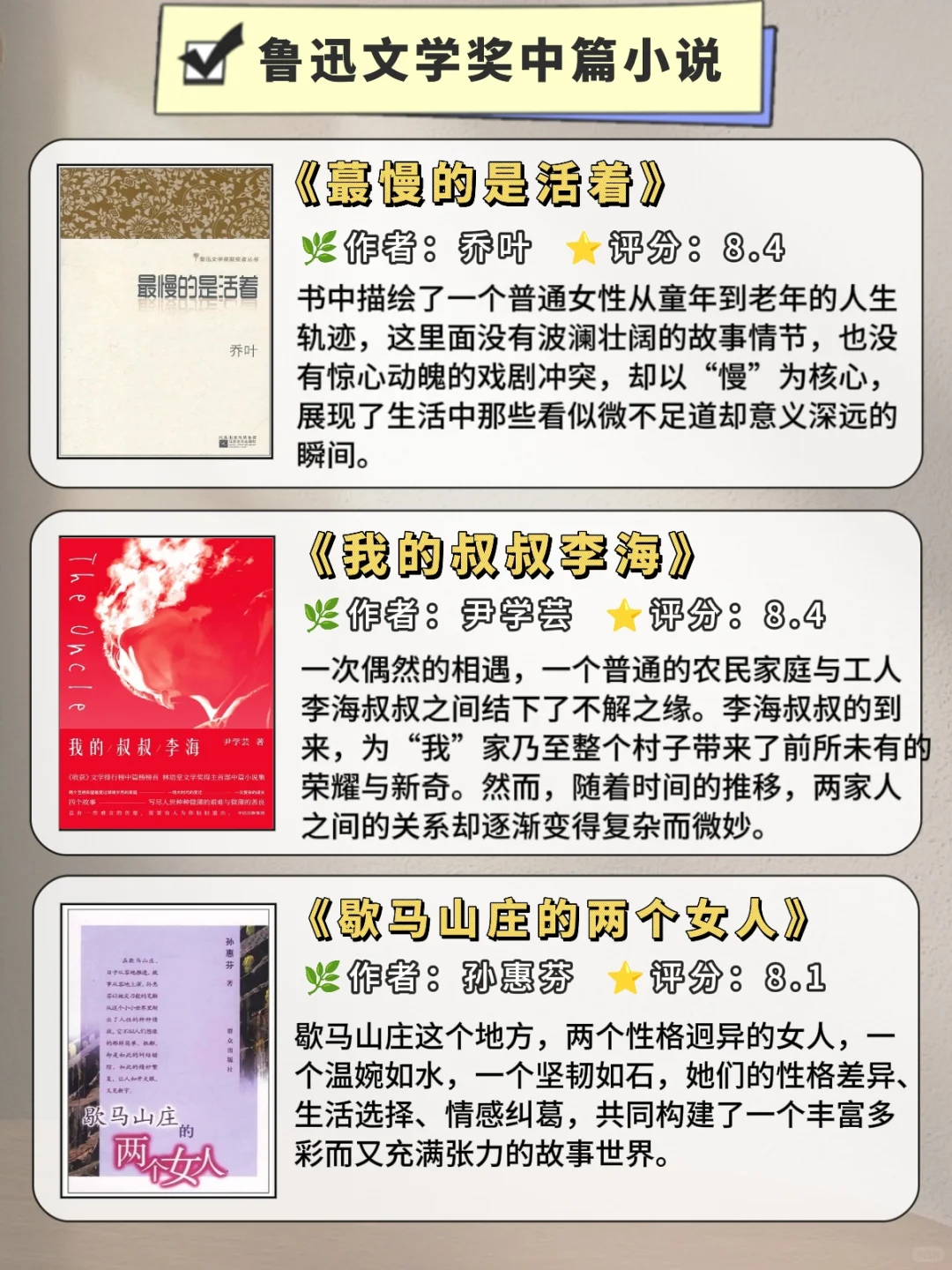 24本鲁'迅文学奖评分很高的小说，狠狠收藏