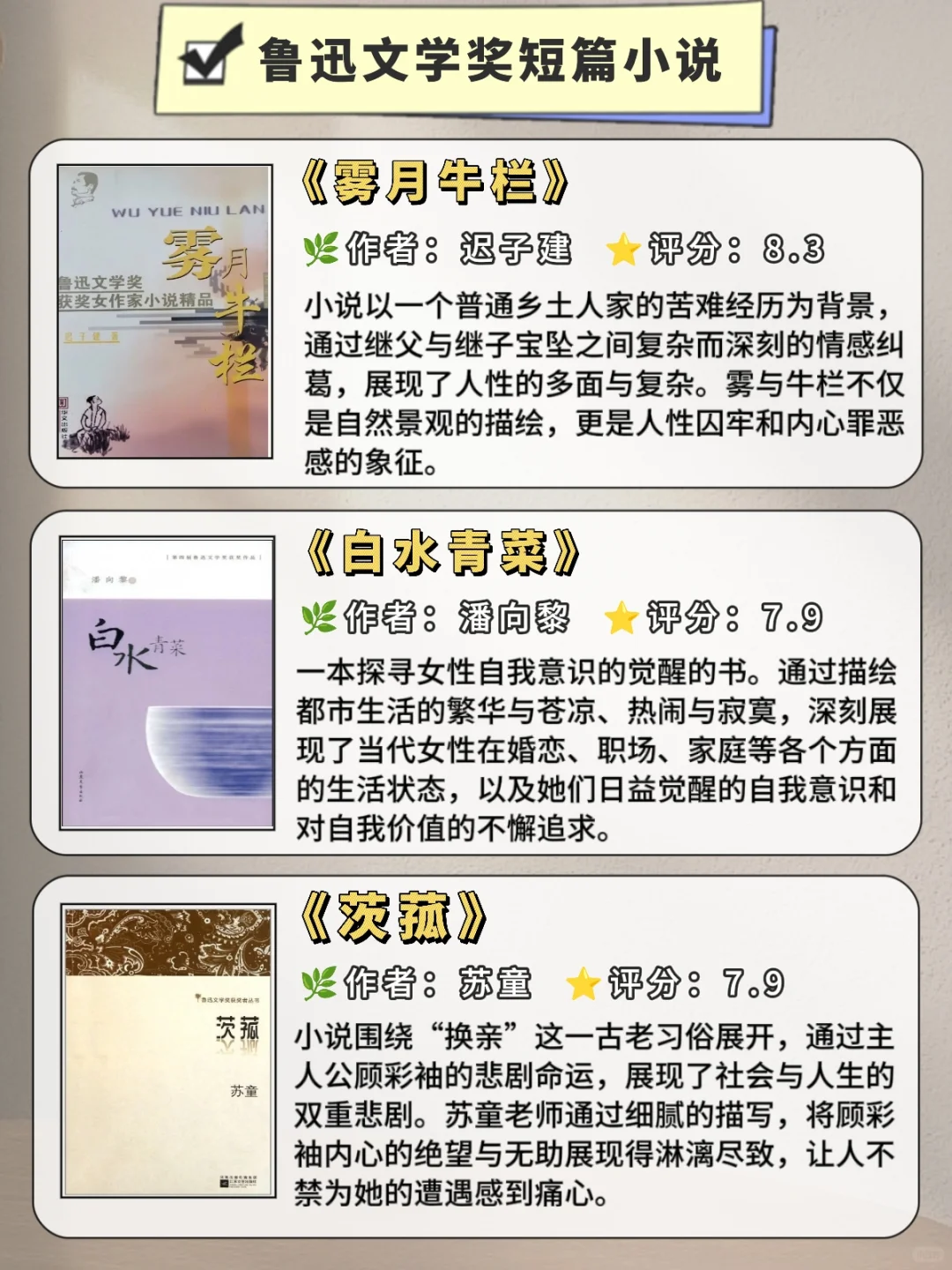24本鲁'迅文学奖评分很高的小说，狠狠收藏