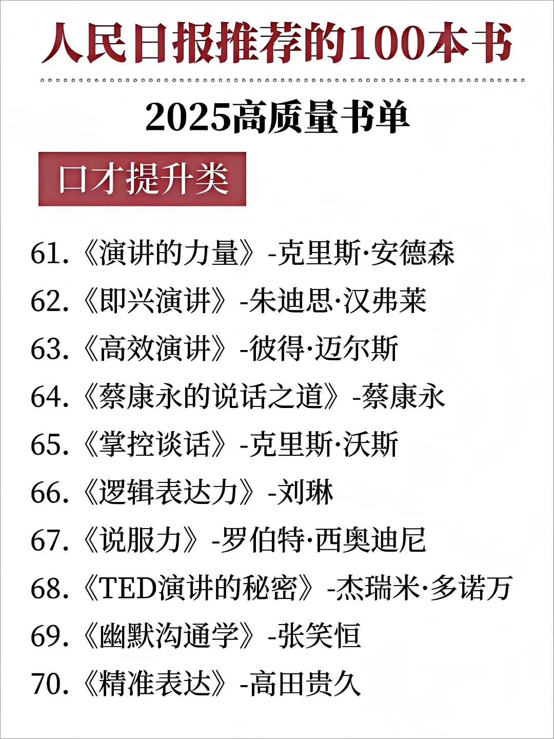 高质量书单//人民日报推荐的100本书