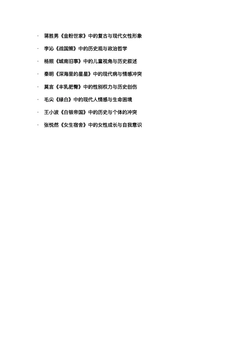 毕业论文选题怎么选？这50个小众作品告诉你！
