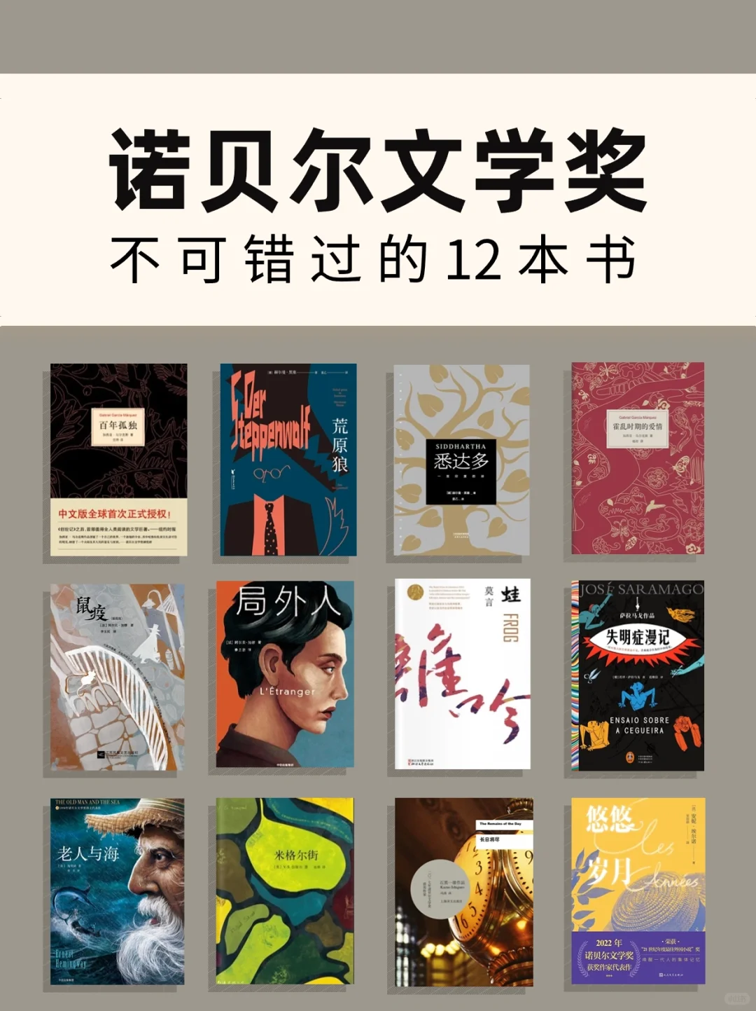 诺贝尔文学奖🏆不可错过的12本书📚