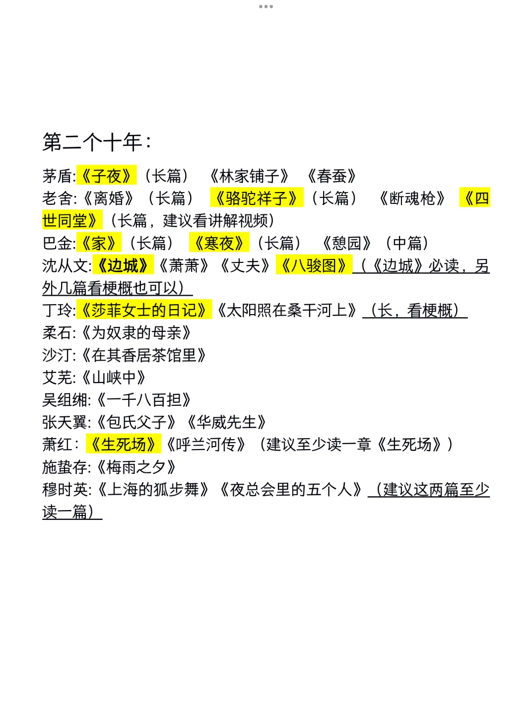 文学考研必读作品|现代文学 极简应试版