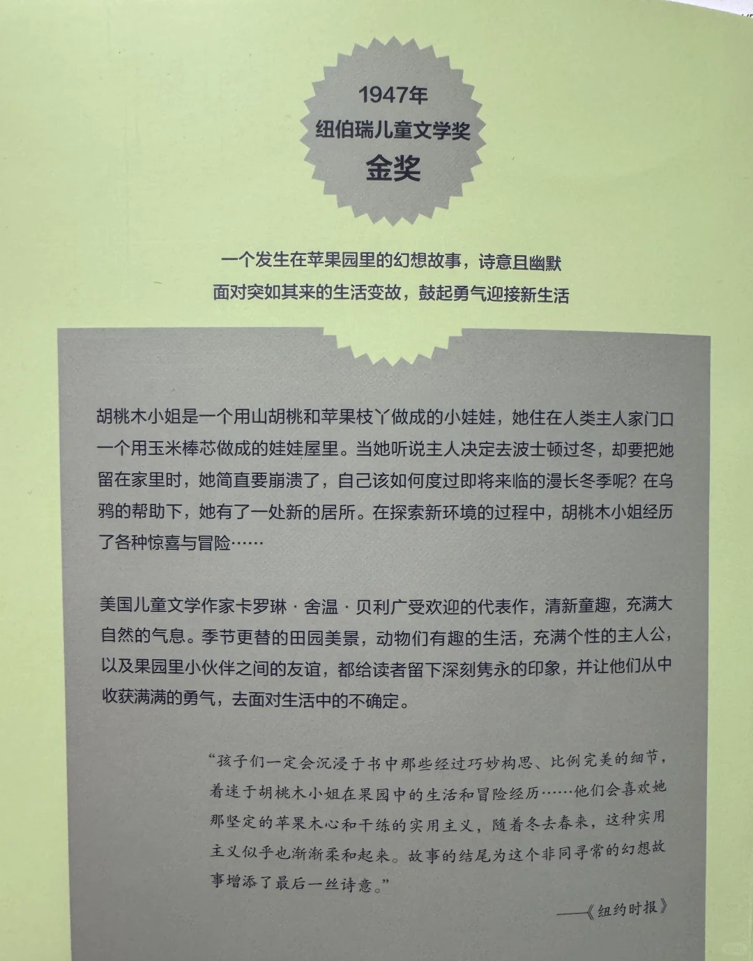 琥珀斑儿童文学奖获奖作品：胡桃木小姐
