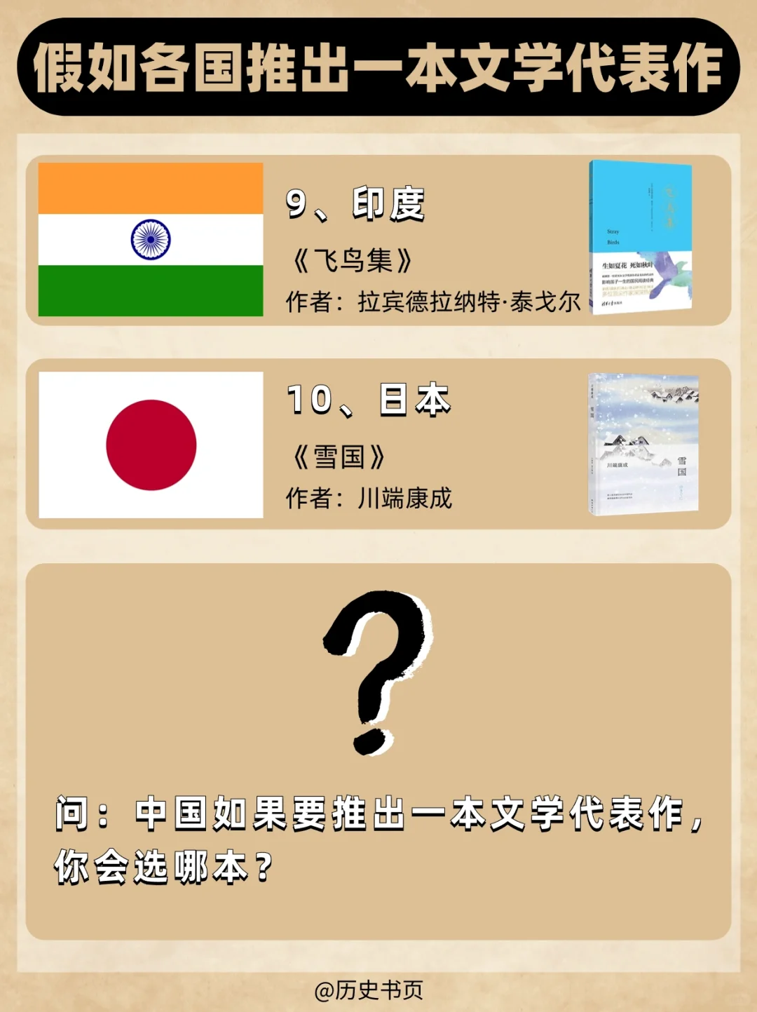 假如各国推出一本文学代表作✅你选哪本❓❗️