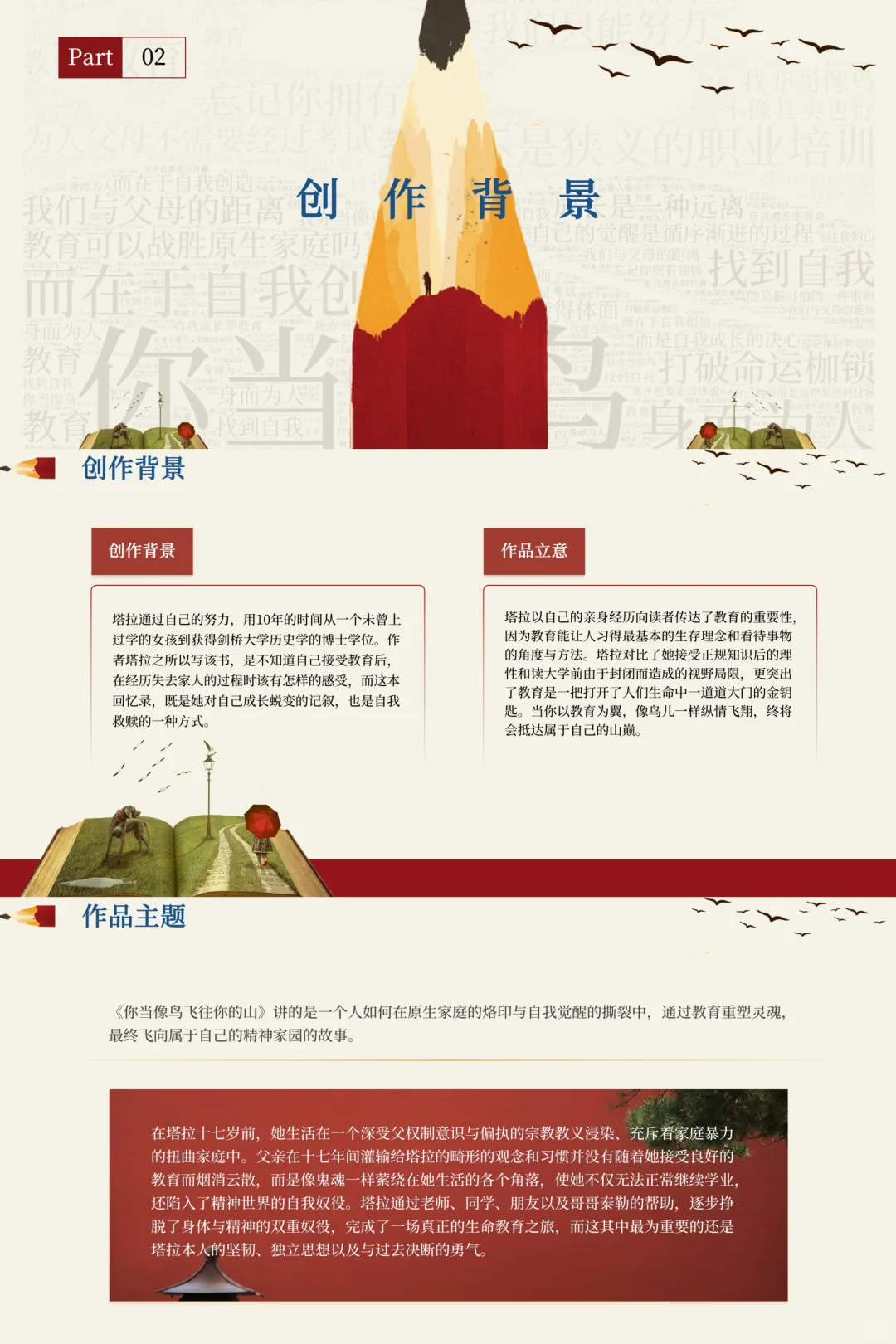 读书分享精品ppt‖《你当像鸟飞向你的山》