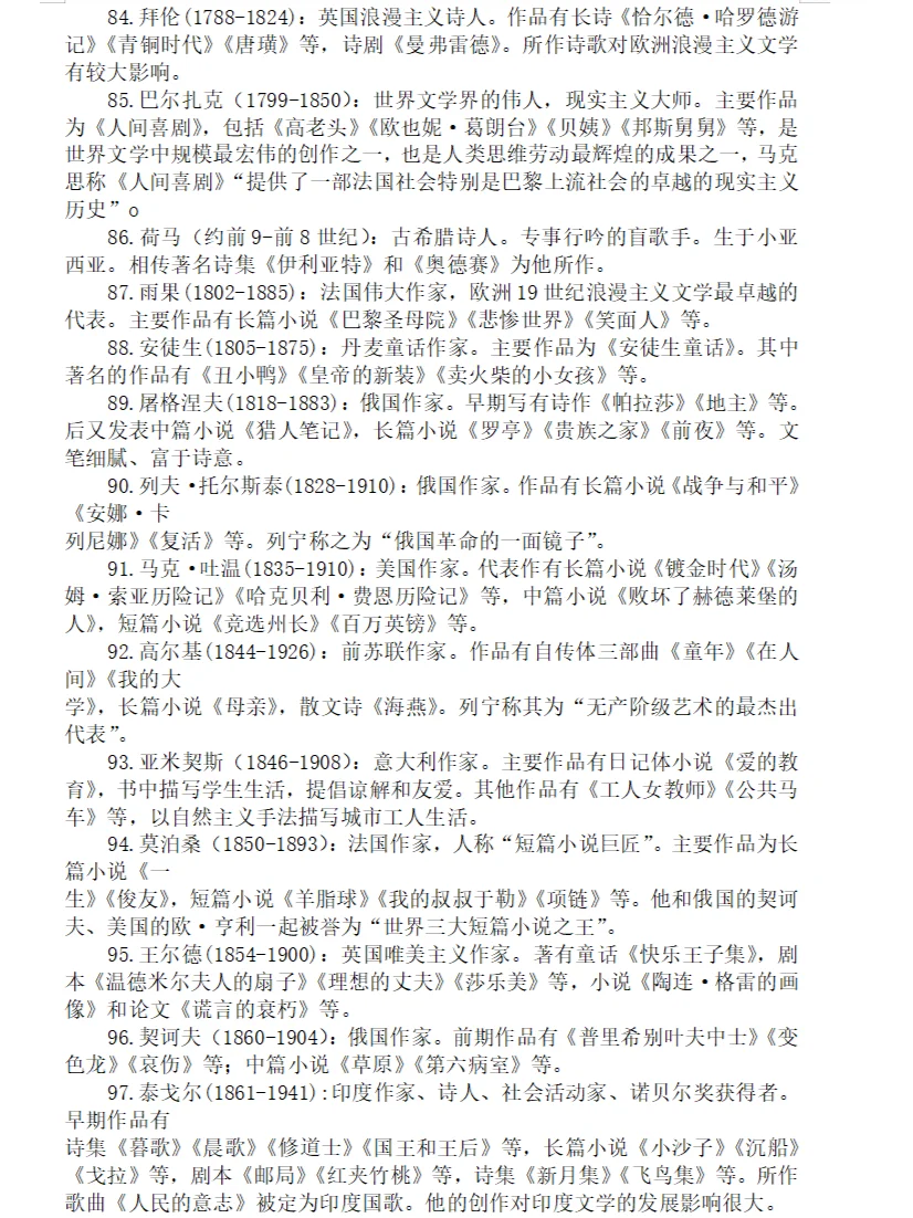 小学文学常识(二)//古今中外著名文学家简介