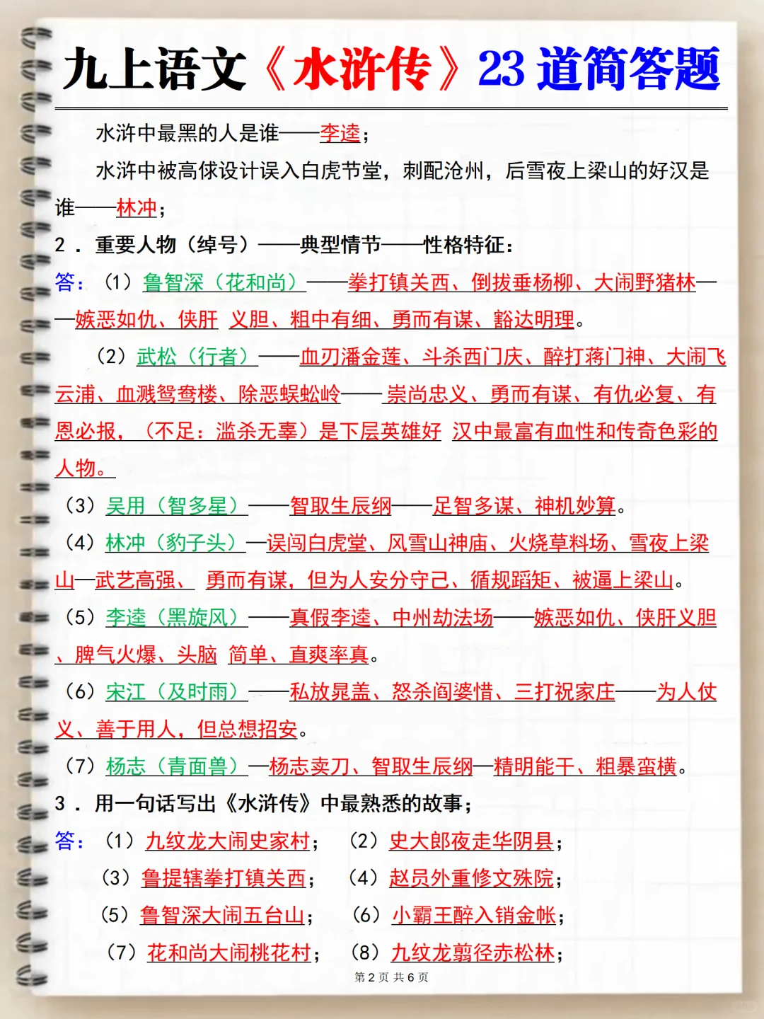 九上语文必读名著，暑假死磕这几页纸足够了