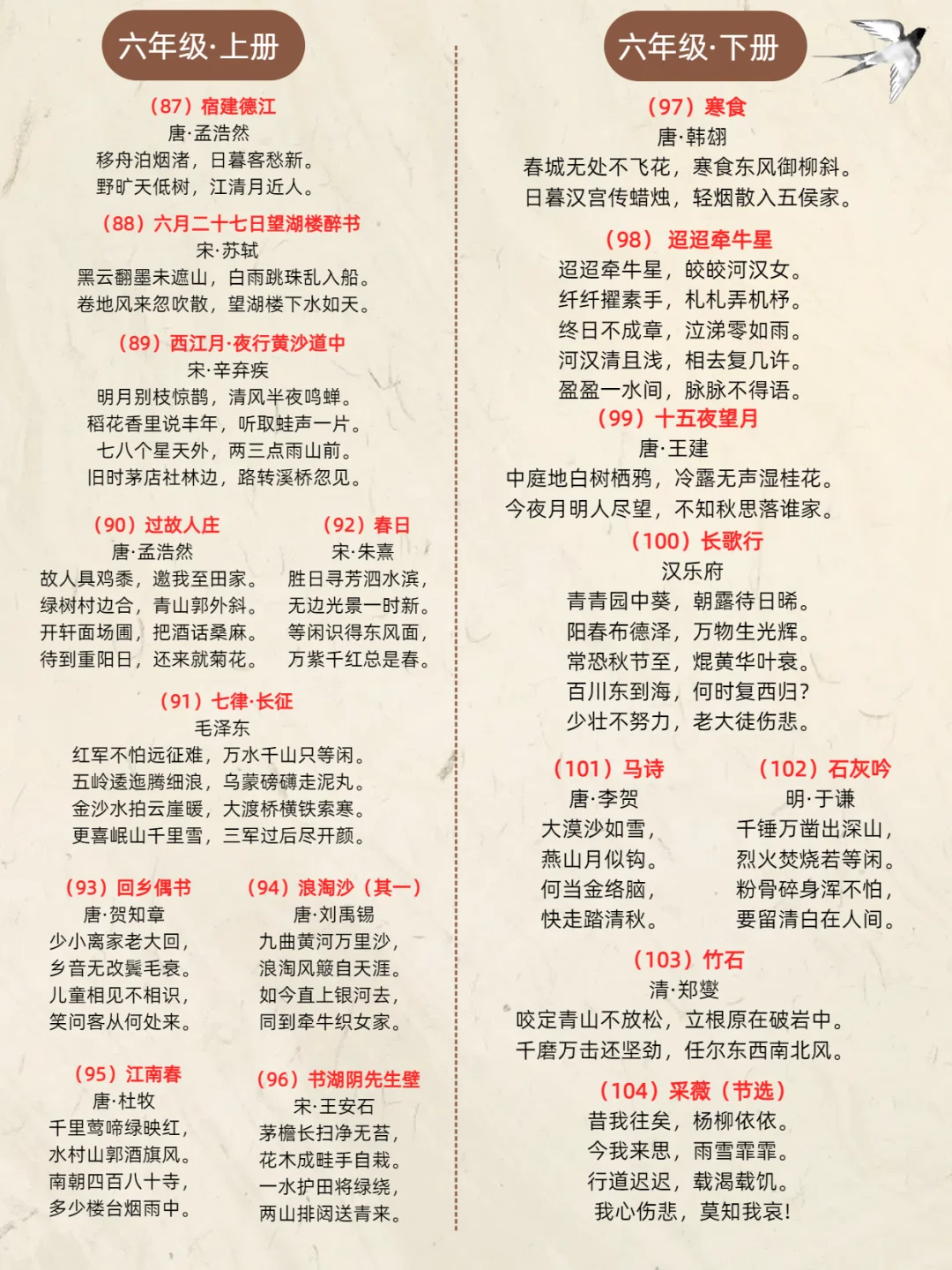 小学 1-6年级古诗全打包！娃的语文底子稳了！