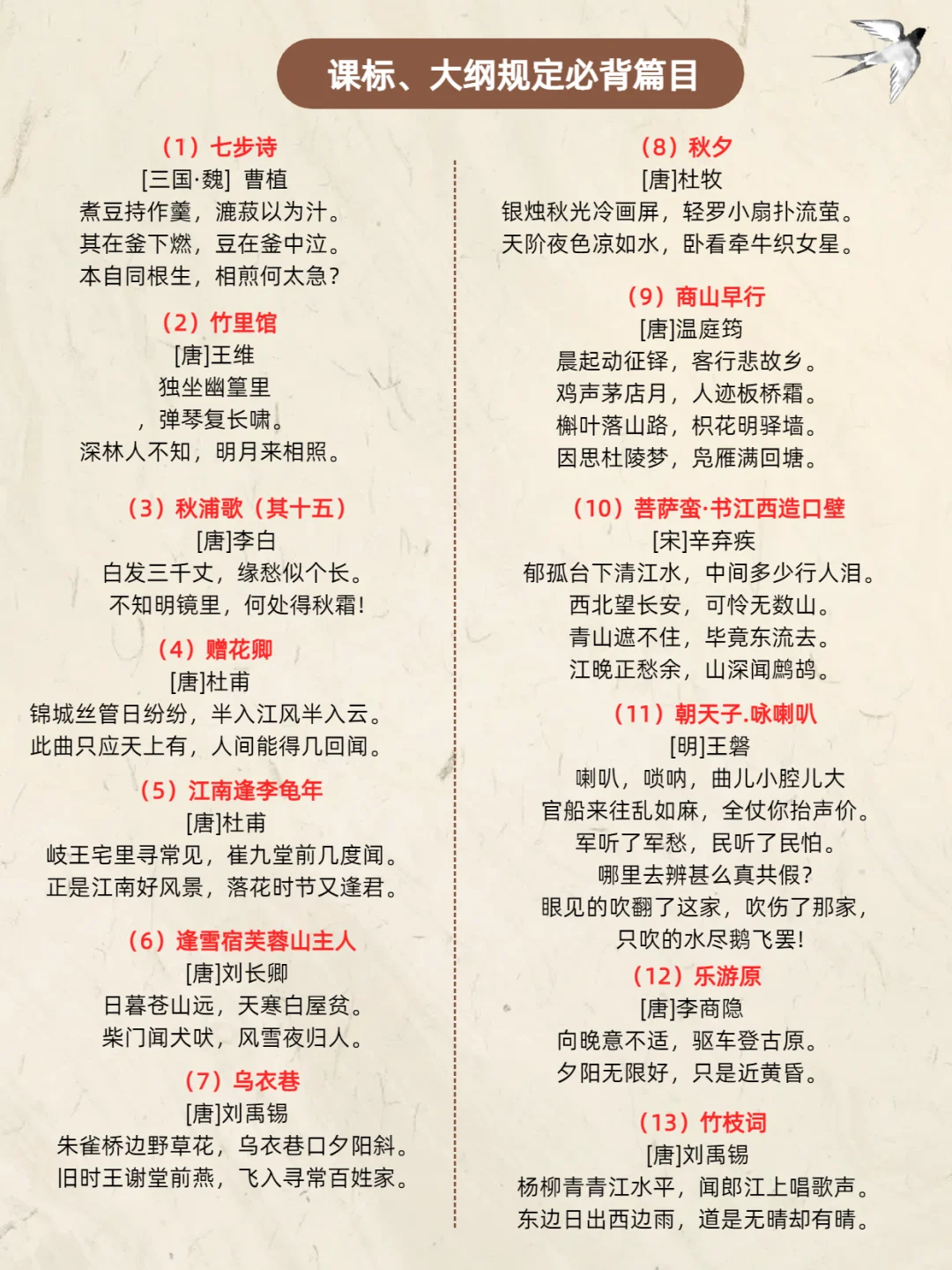 小学 1-6年级古诗全打包！娃的语文底子稳了！