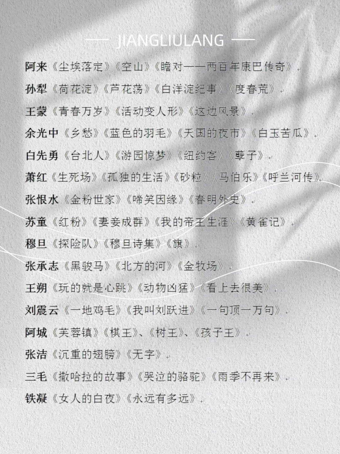 📚现代文学必读书单，错过就OUT！