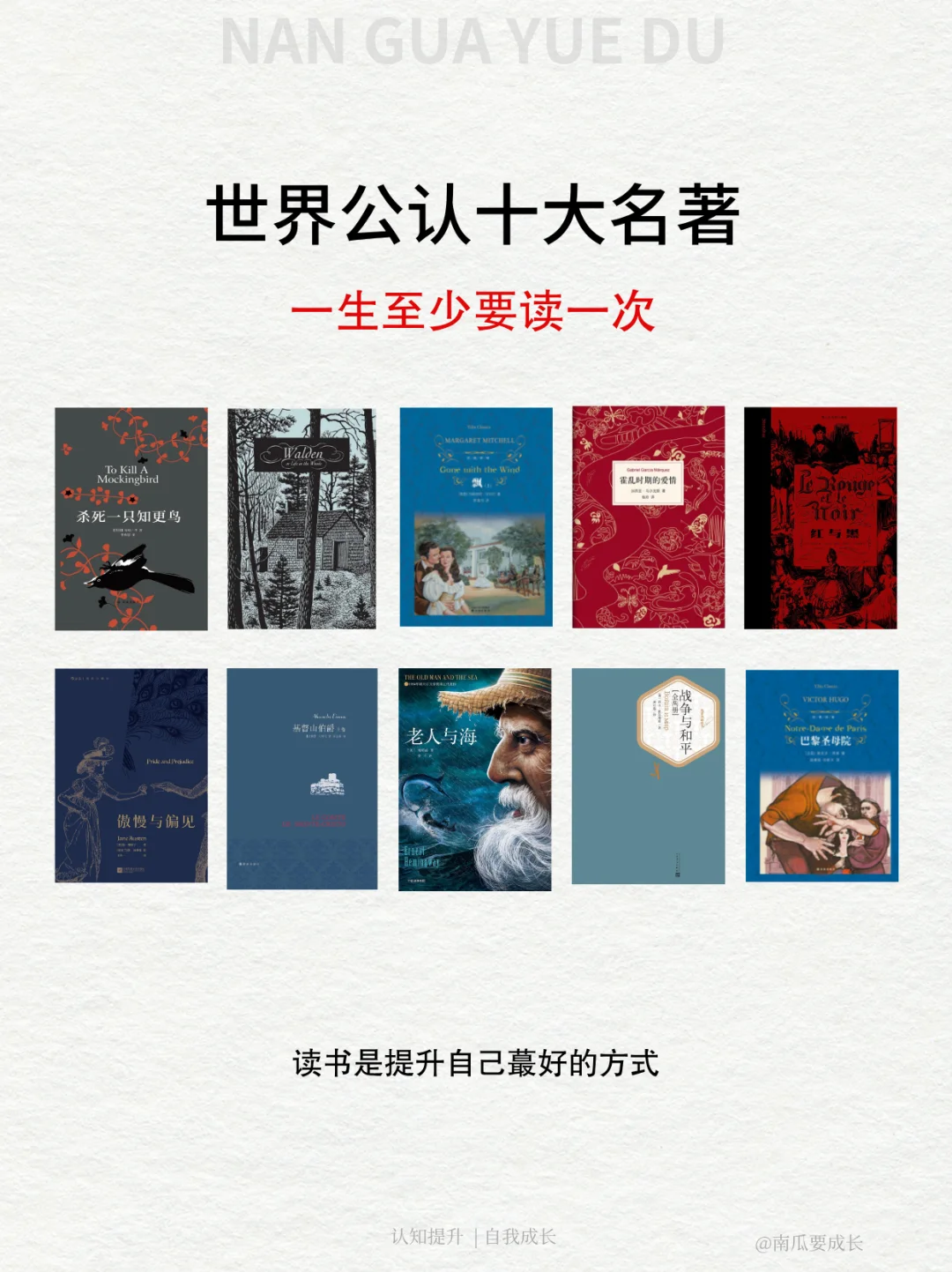 🔥世界公认十大名著，一生至少要读一次