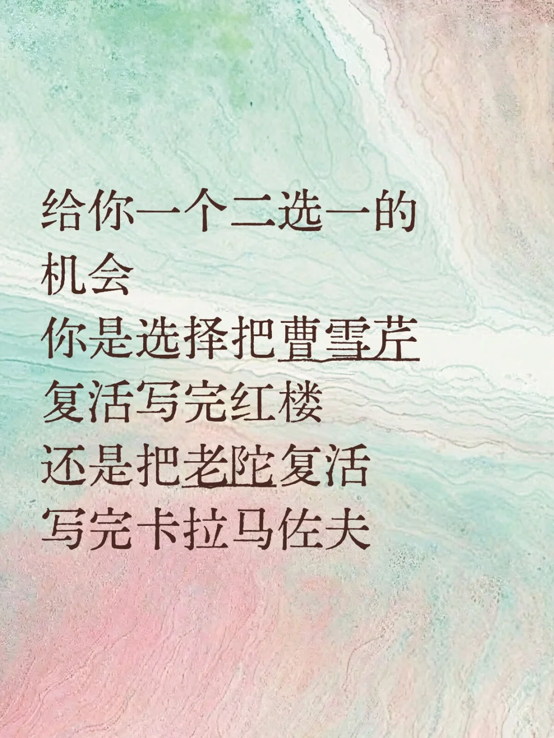 红楼梦or卡拉马佐夫兄弟