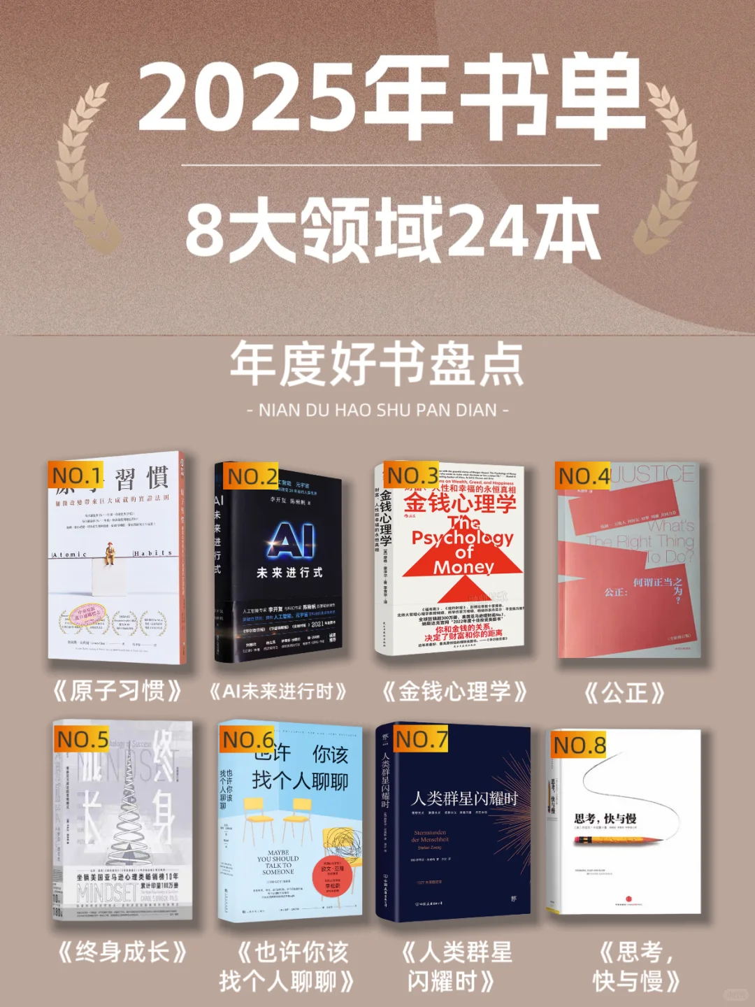 2025年书单 8大领域 24本书