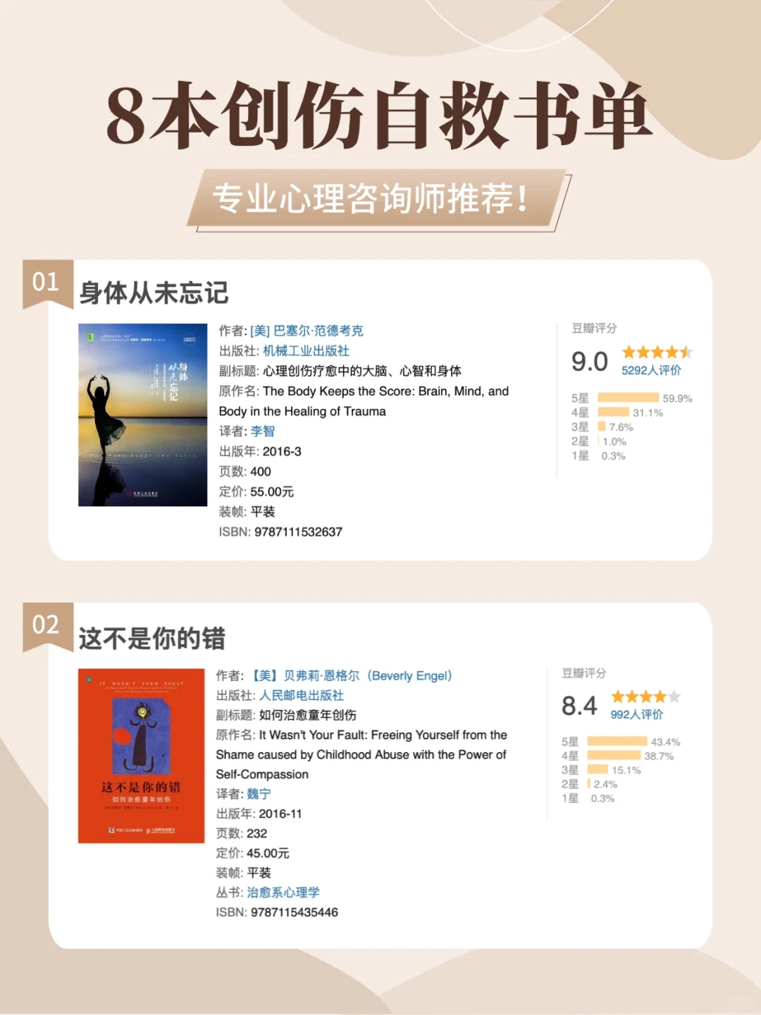 8本创伤自救书单 | 心理咨询师推荐