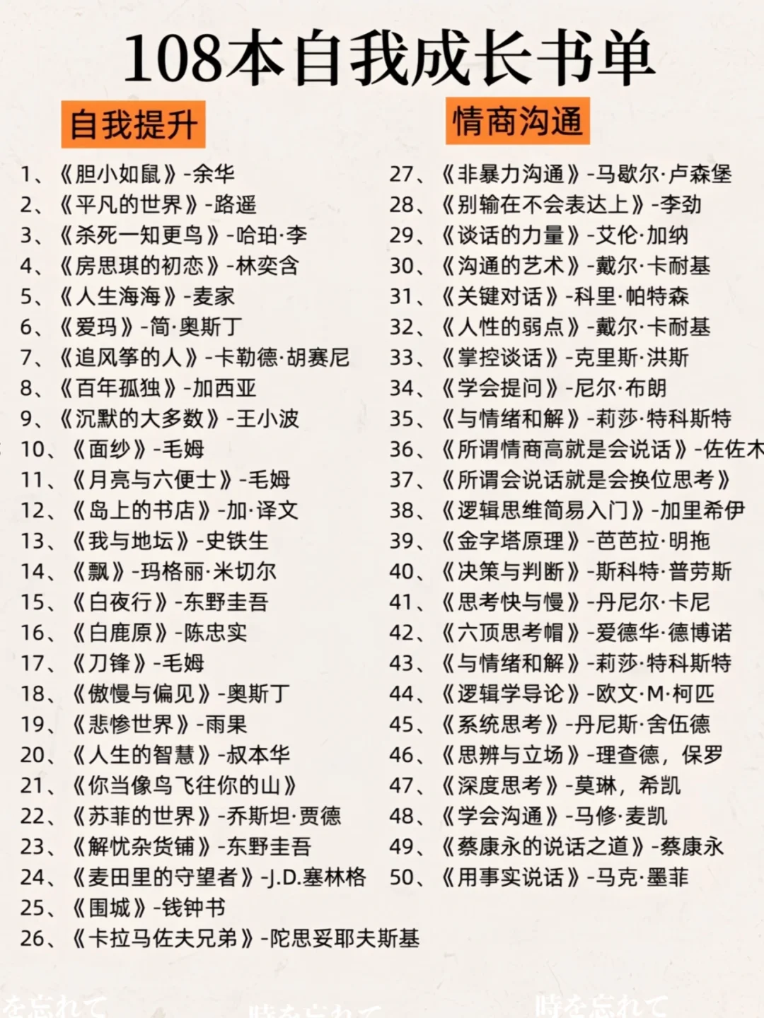 108本自我提升高能量书单🔥拒绝精神内耗！