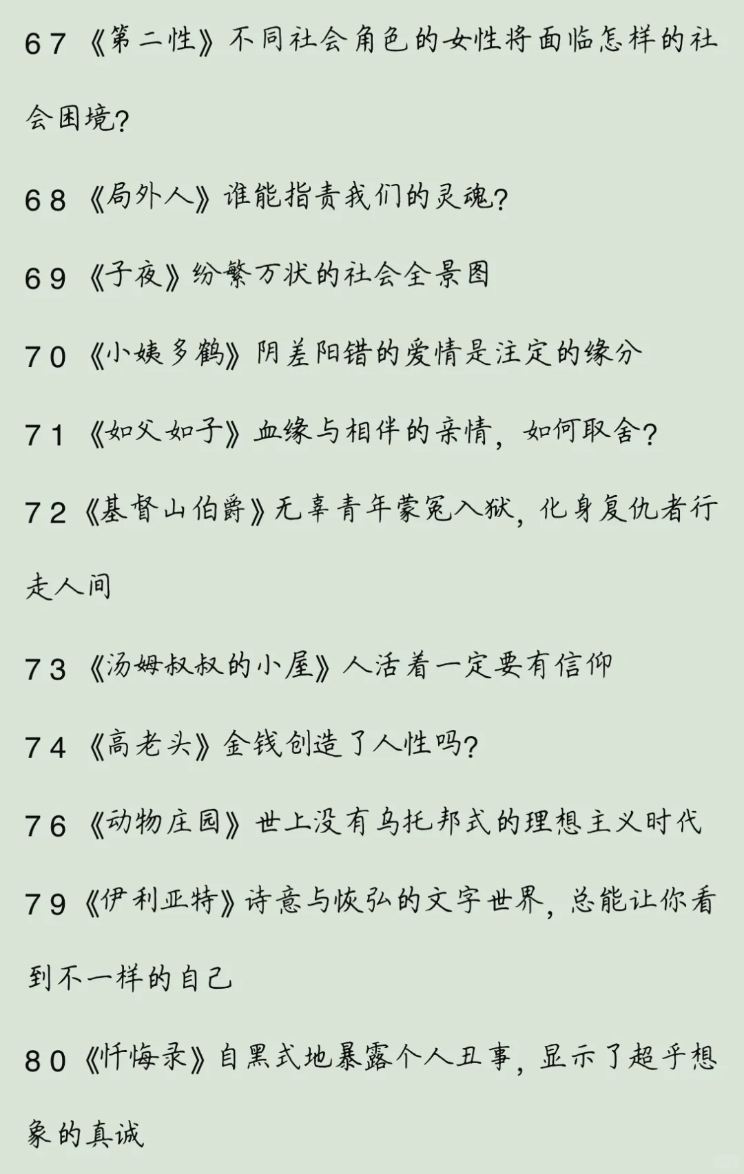 此生不可错过的100本文学经典