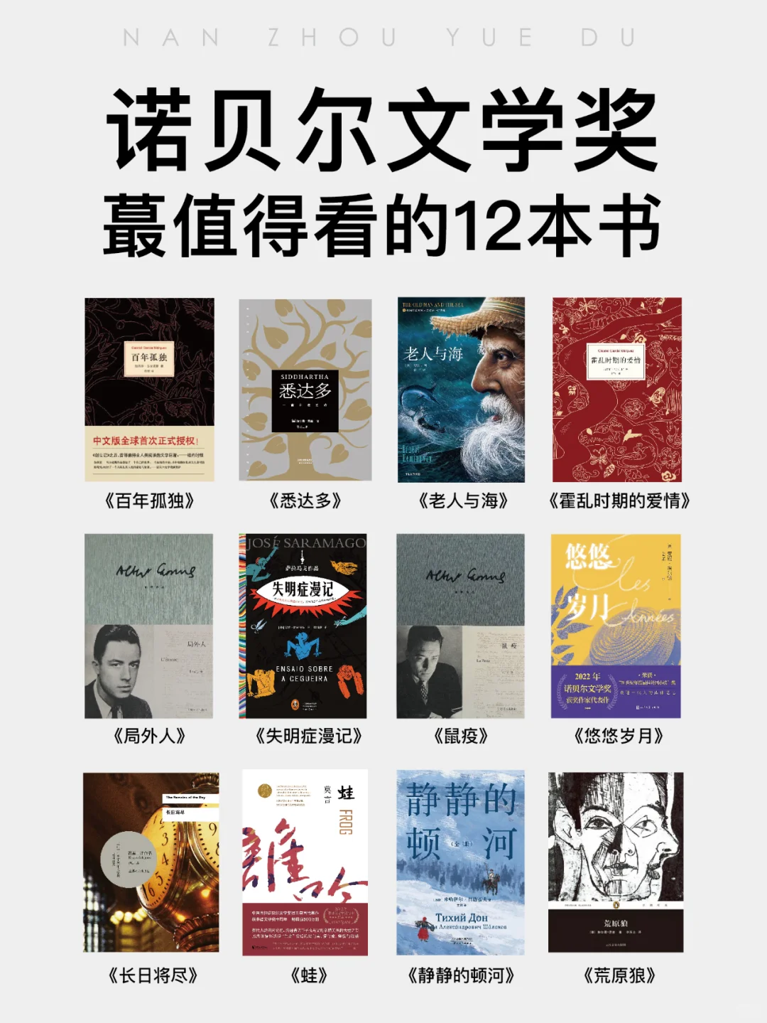 诺贝尔文学奖蕞值得看的12本书