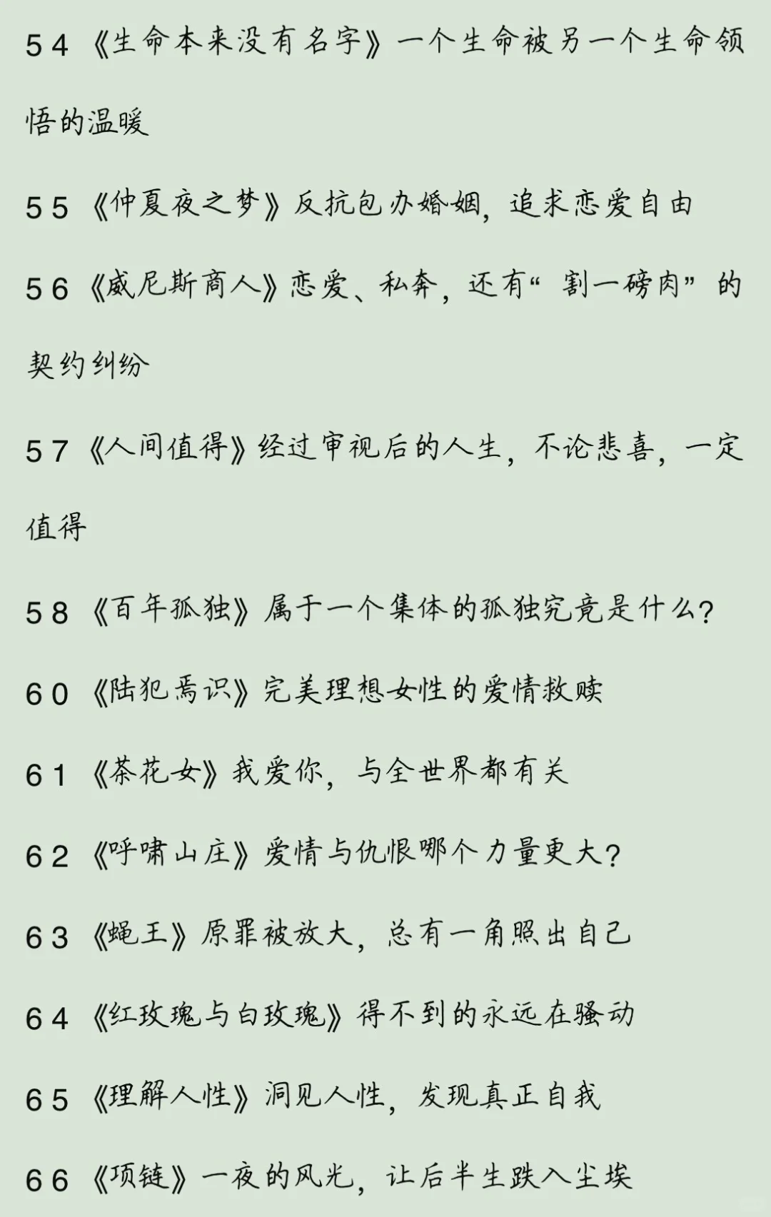 此生不可错过的100本文学经典