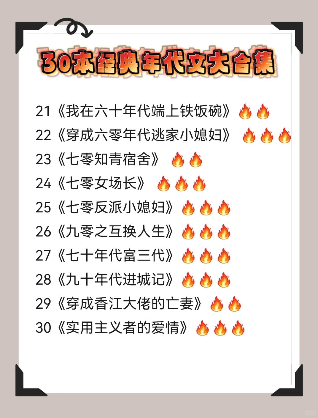 30本巨好看的年代文合集！本本经典！