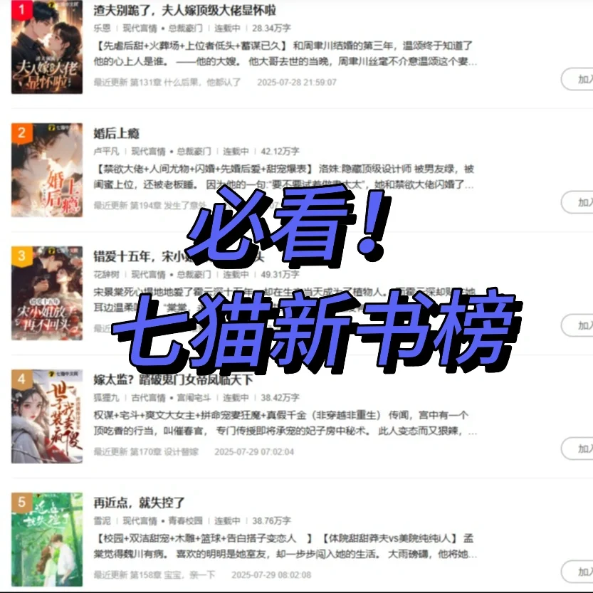 七猫7月女频新书还是很值得一看的