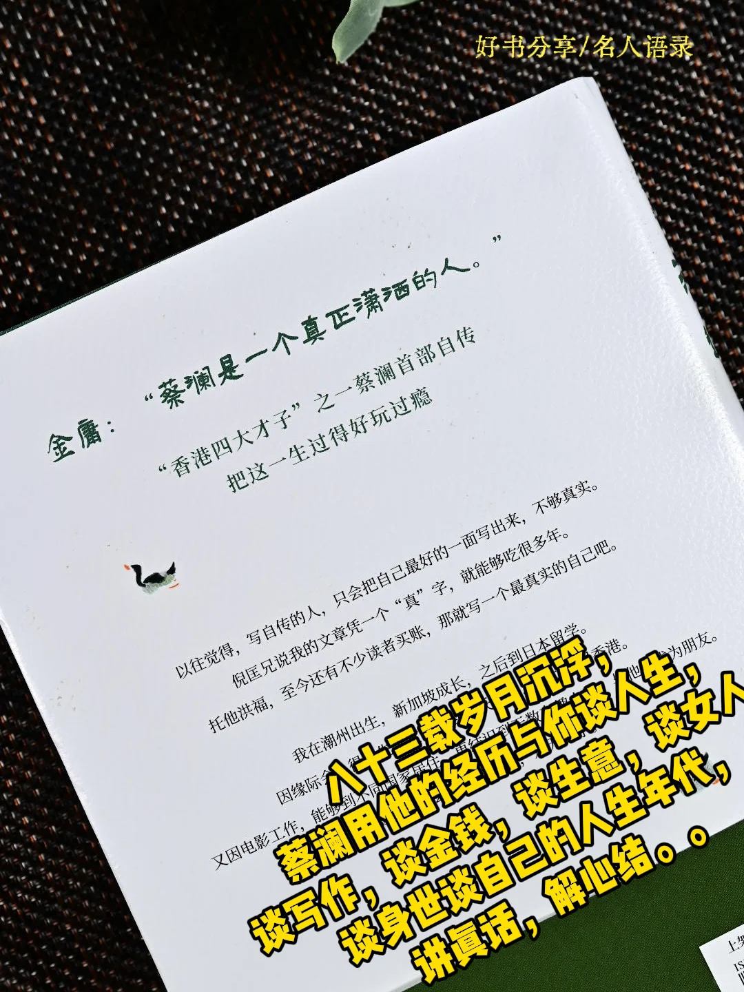 🌙蔡澜这20句话，我在深夜看了无数遍。