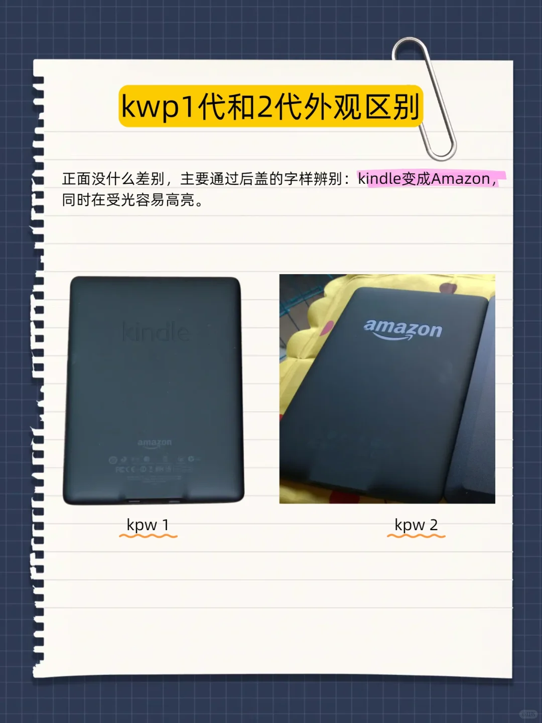 如何从外观区分KPW123以及第七代Kindle