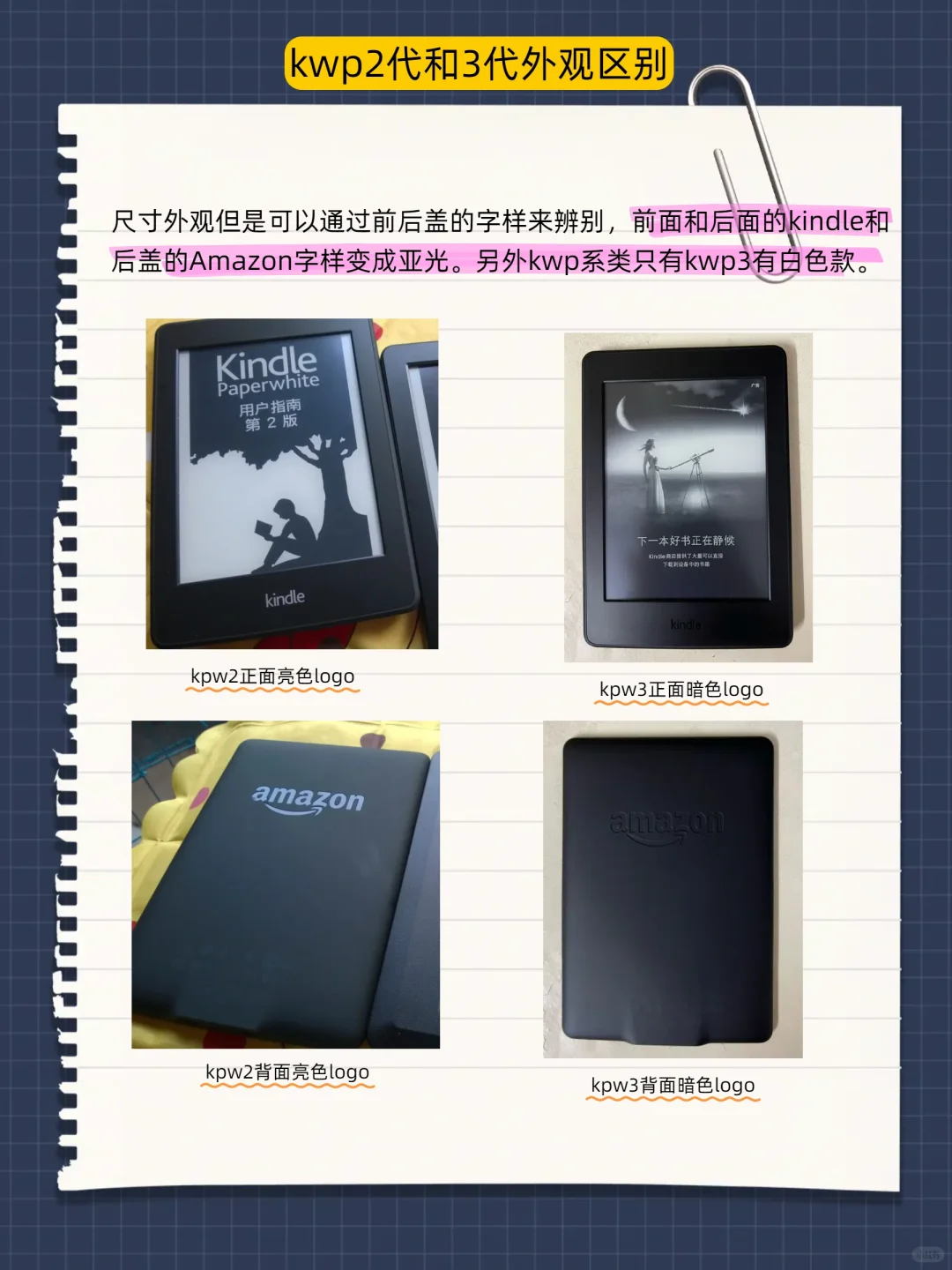 如何从外观区分KPW123以及第七代Kindle