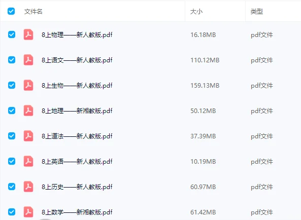 免费送八年级最新教材电子版啦，先到先得哦
