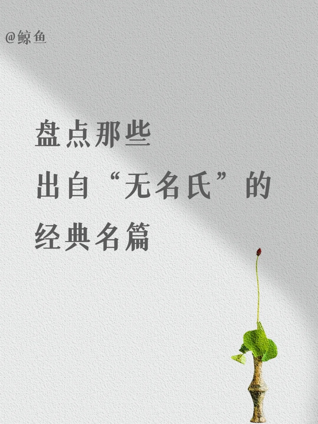 盘点那些出自“无名氏”的经典名篇❤️
