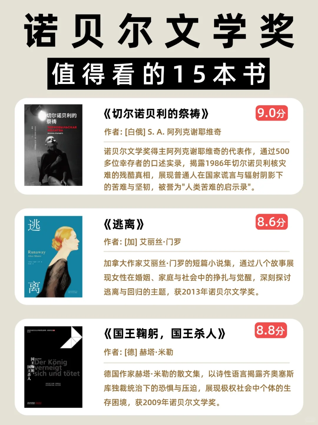 🔥15本诺贝尔文学奖，必读作品❗❗
