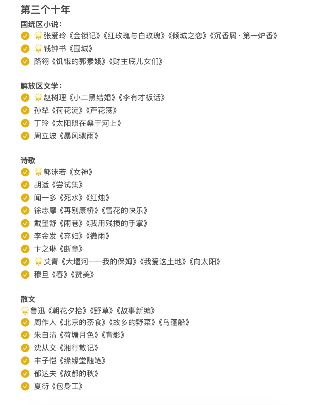 26文学考研：现代文学必读书目📚