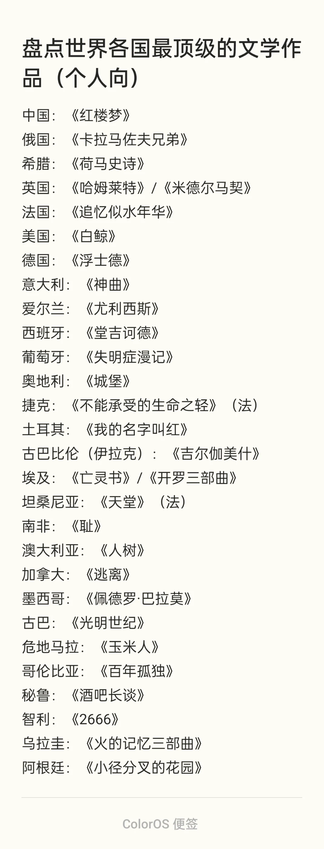 盘点世界各国最顶级的文学作品